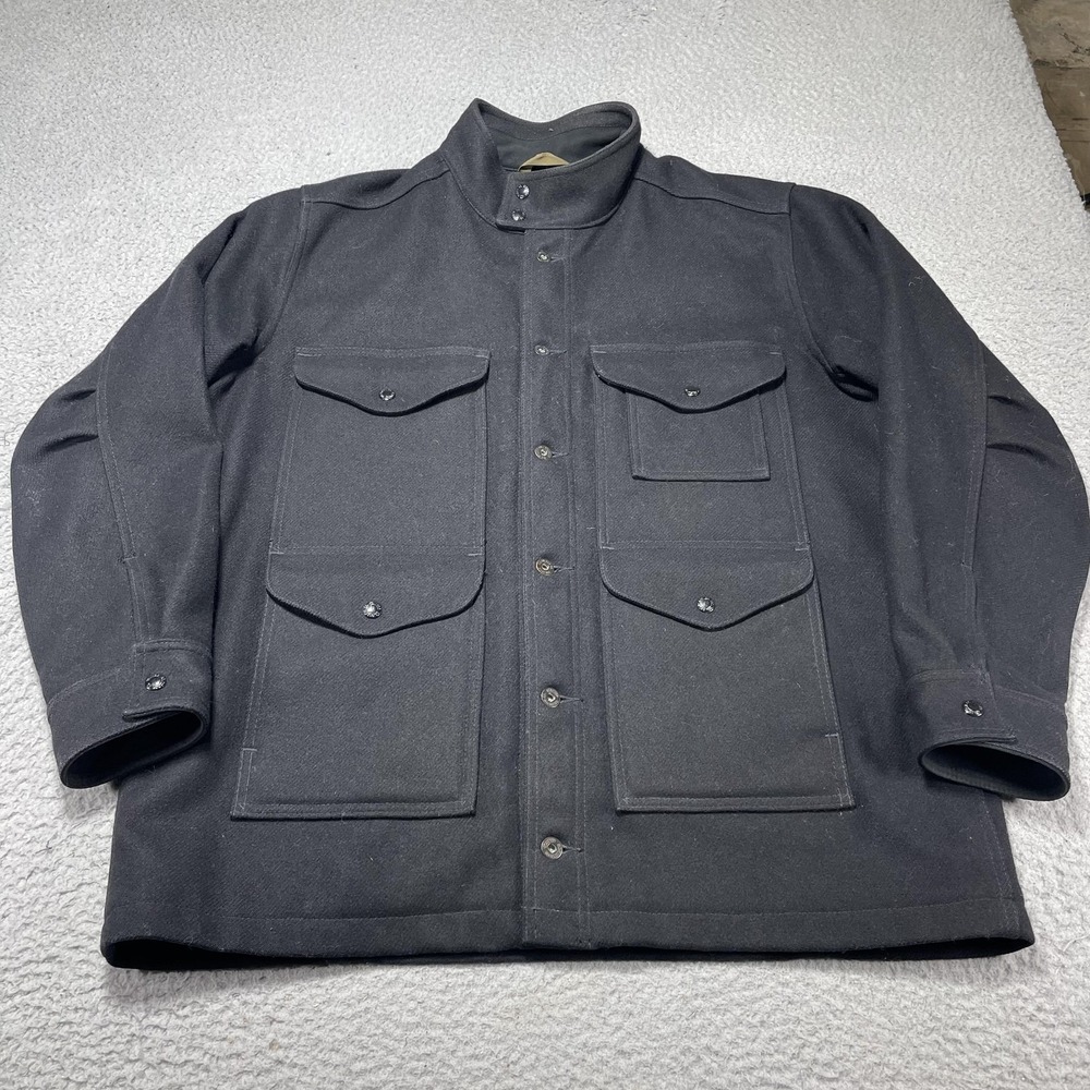 Filson Jacket Mens XL Black Greenwood Wool‎ Cruiser Made USA Hunting Workwear